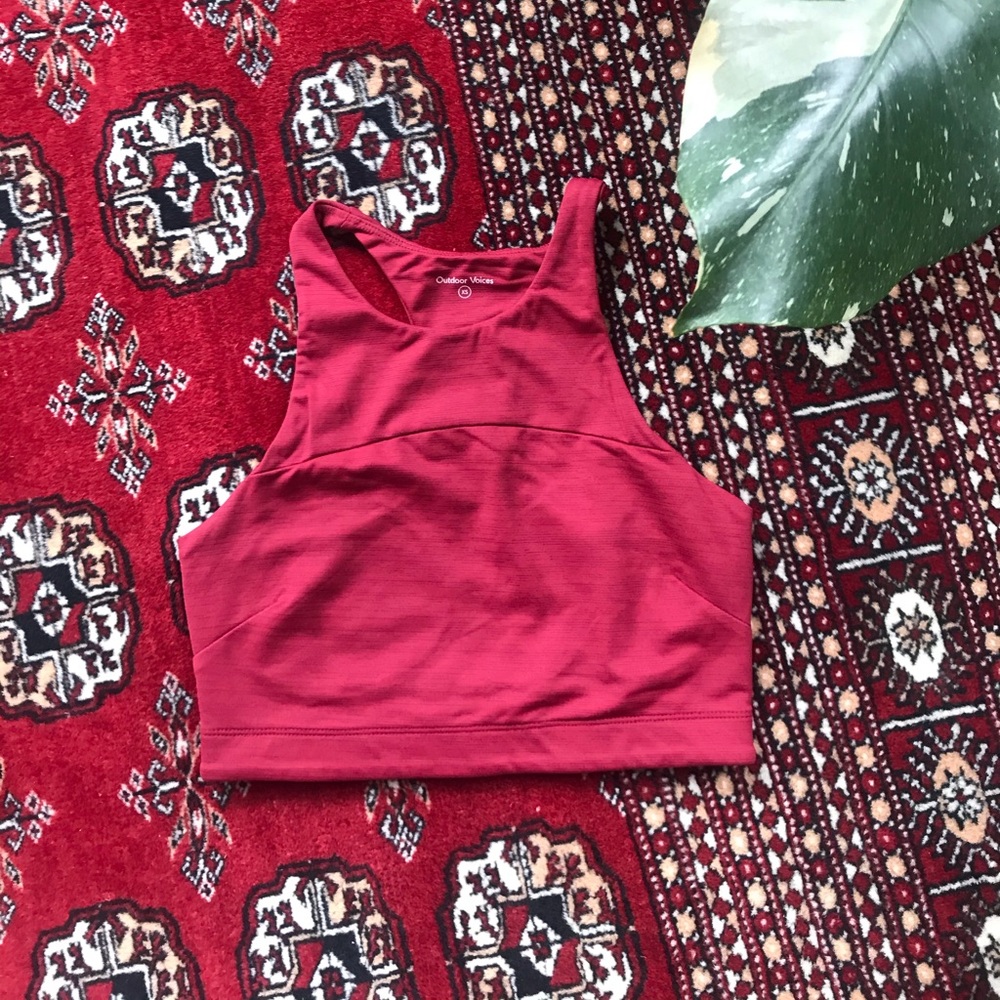 OV Tech Sweat Crop Top Bra Cranberry XS